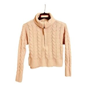 Hippie Rose Juniors' Chenille Cable-Knit Half-Zip Sweater Ballet Slipper size XS